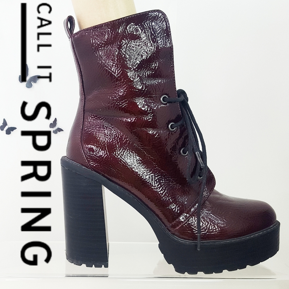 Call it Spring⭐Chunky Lace-up Zip-up Ankle Booties| Platform Block Heel Boots